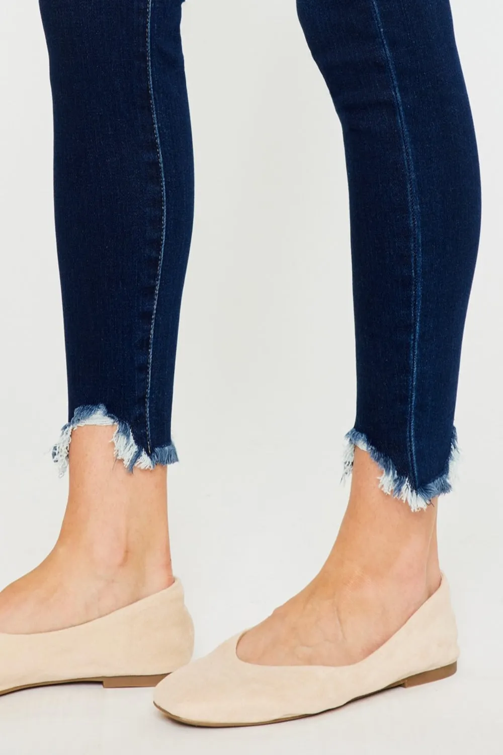 Full Size High Rise Frayed Ankle Skinny Jeans