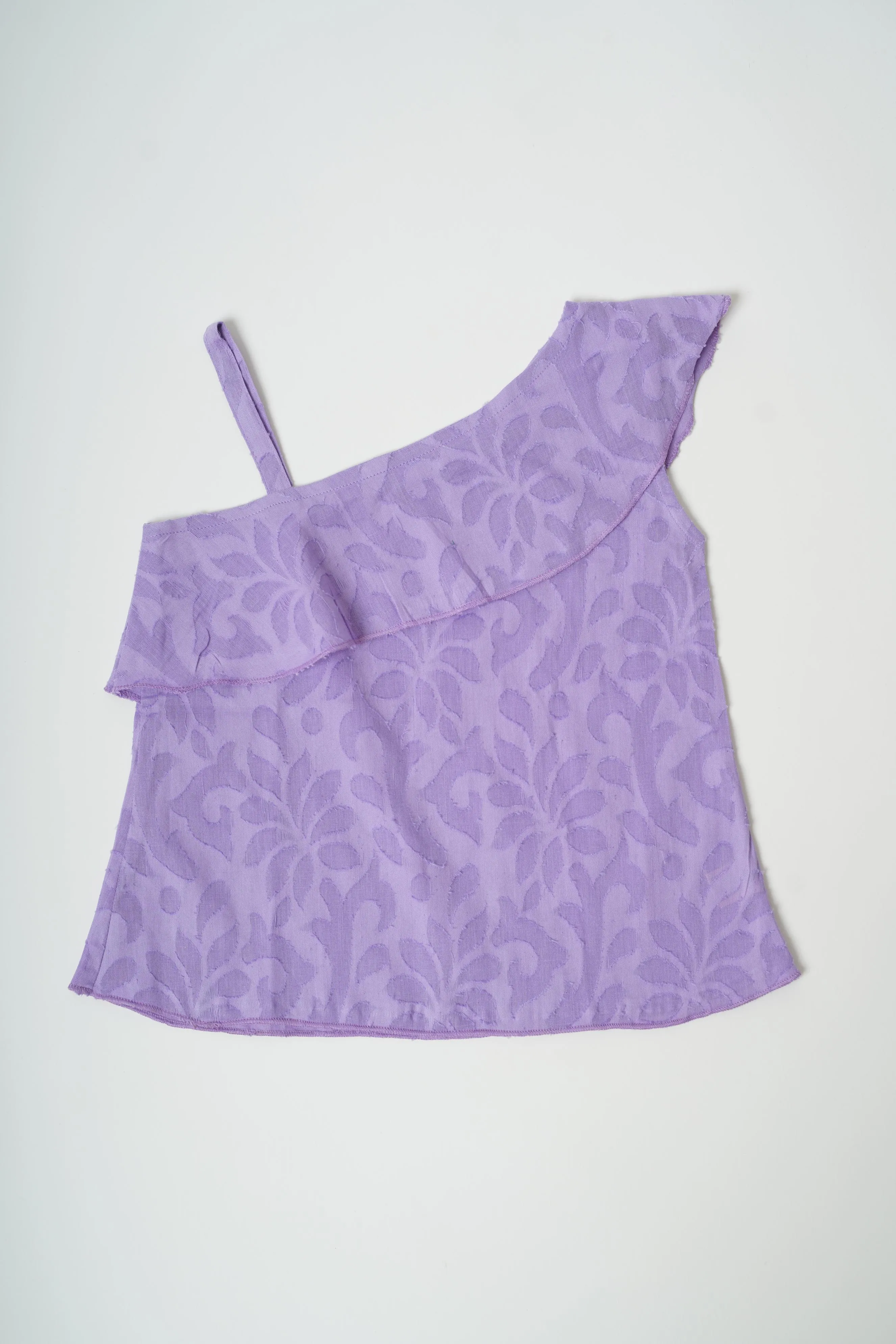 Girls Textured Cotton Lavender Summer Top