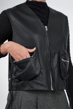 Half-Track Black Leather Jacket