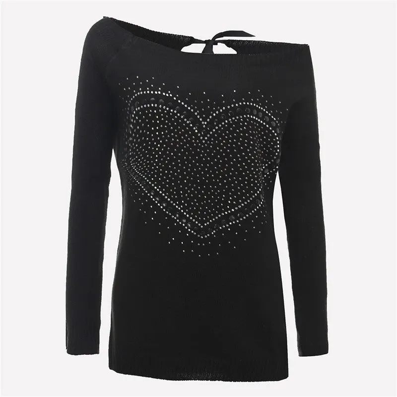 Heart Dots Knitted Pullover Sweater