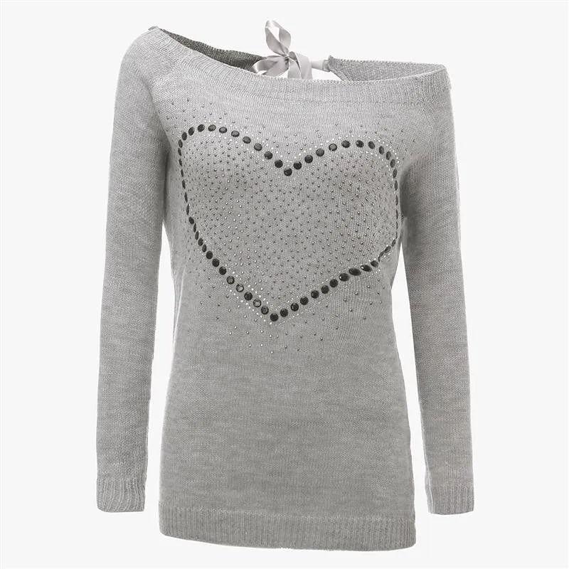 Heart Dots Knitted Pullover Sweater