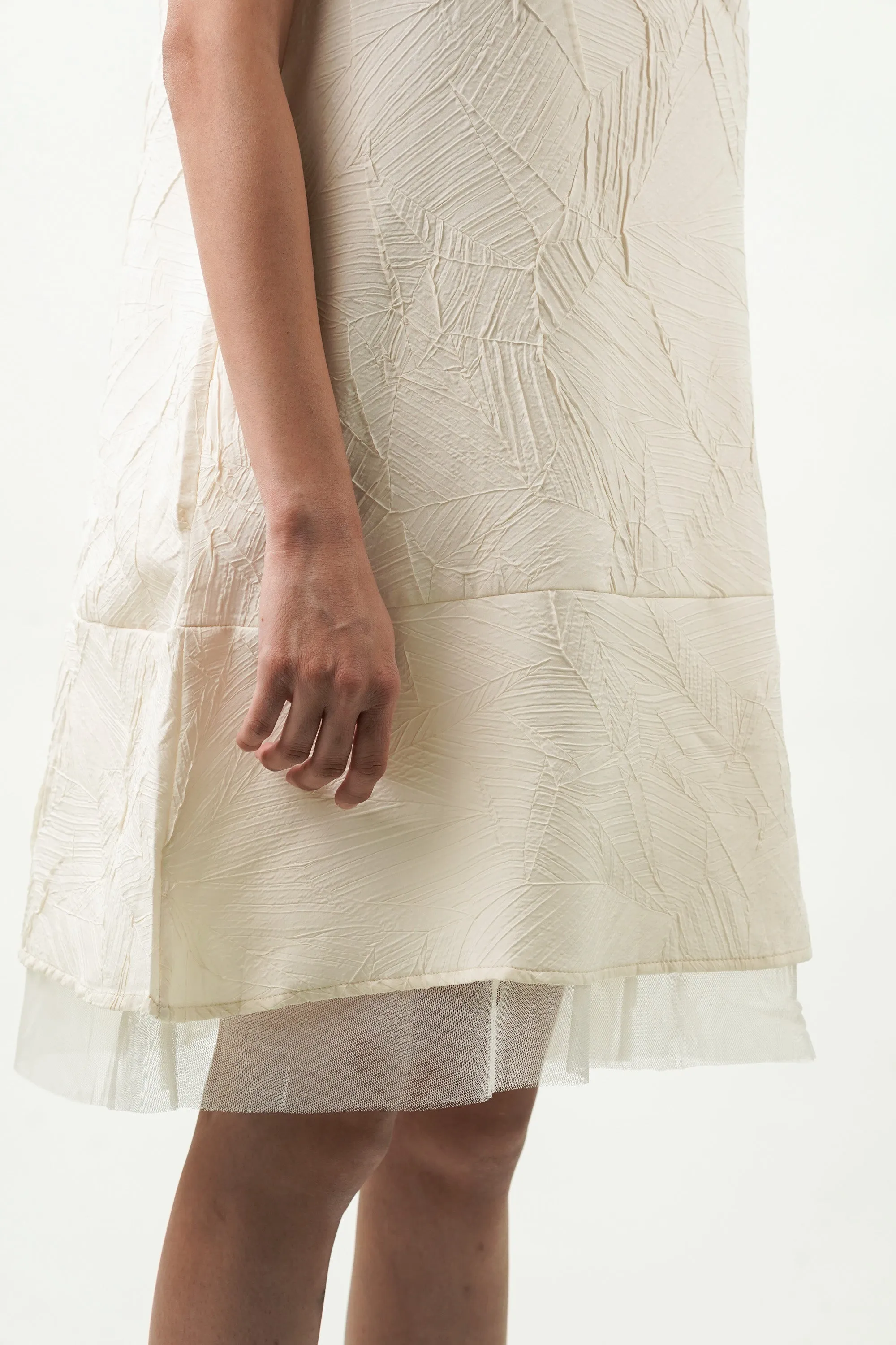 Ivory White Textured A-Line Dress