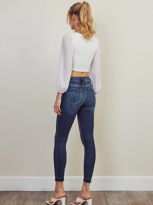 Kancan USA T-Shirt and Jeans Kinda Girl High-Rise Ankle Skinny Jeans