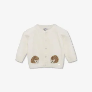 Knitted cardigan hedgehog "Thorns" intarsia 0-9 months Trotters, white