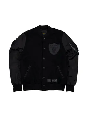 LAS VEGAS RAIDERS X ALPHA X NEW ERA WOOL VARSITY MA-1 BOMBER JACKET