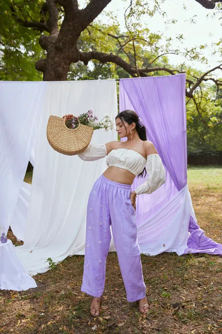 Lavender ash trousers in linen