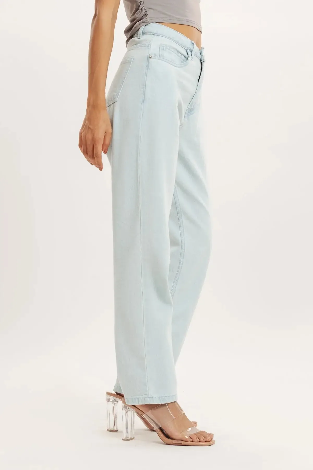 Light Blue High Waist Mom Fit Jeans