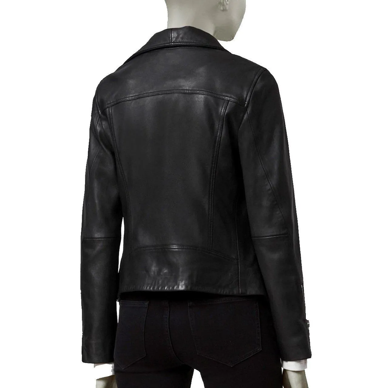 Long Collar Womens Leather Jacket