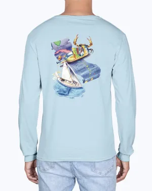 Long Sleeve Shipwreck Rum Caribbean Map Premium Soft Washed T-Shirt