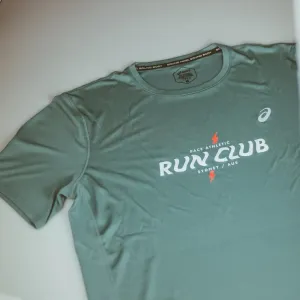 Mens ASICS x Run Club Icon Short Sleeved Top - Foggy Teal / Brilliant White