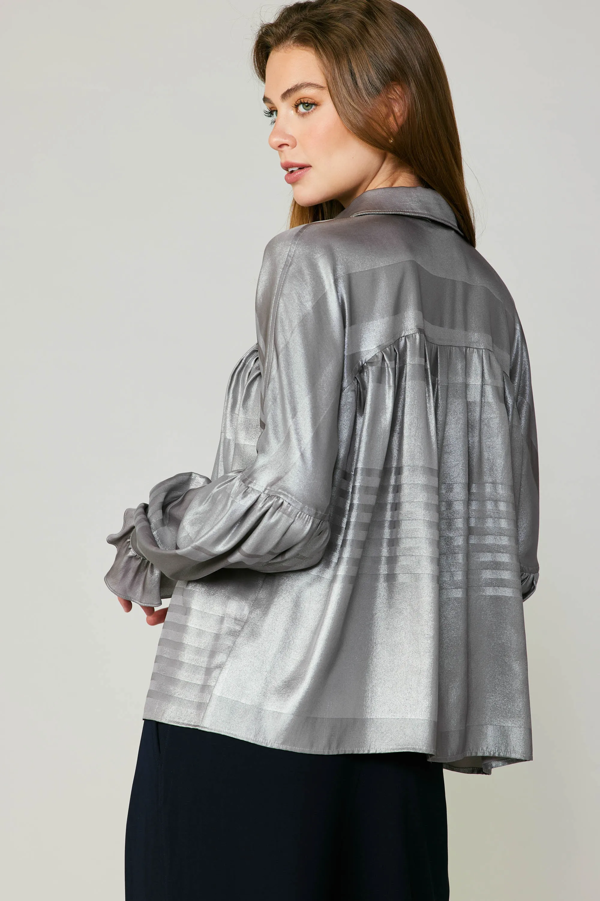 Metallic Pleated Shirt