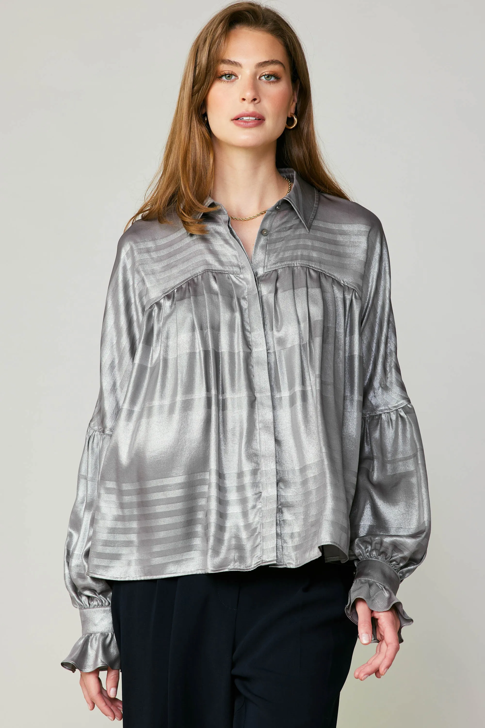 Metallic Pleated Shirt