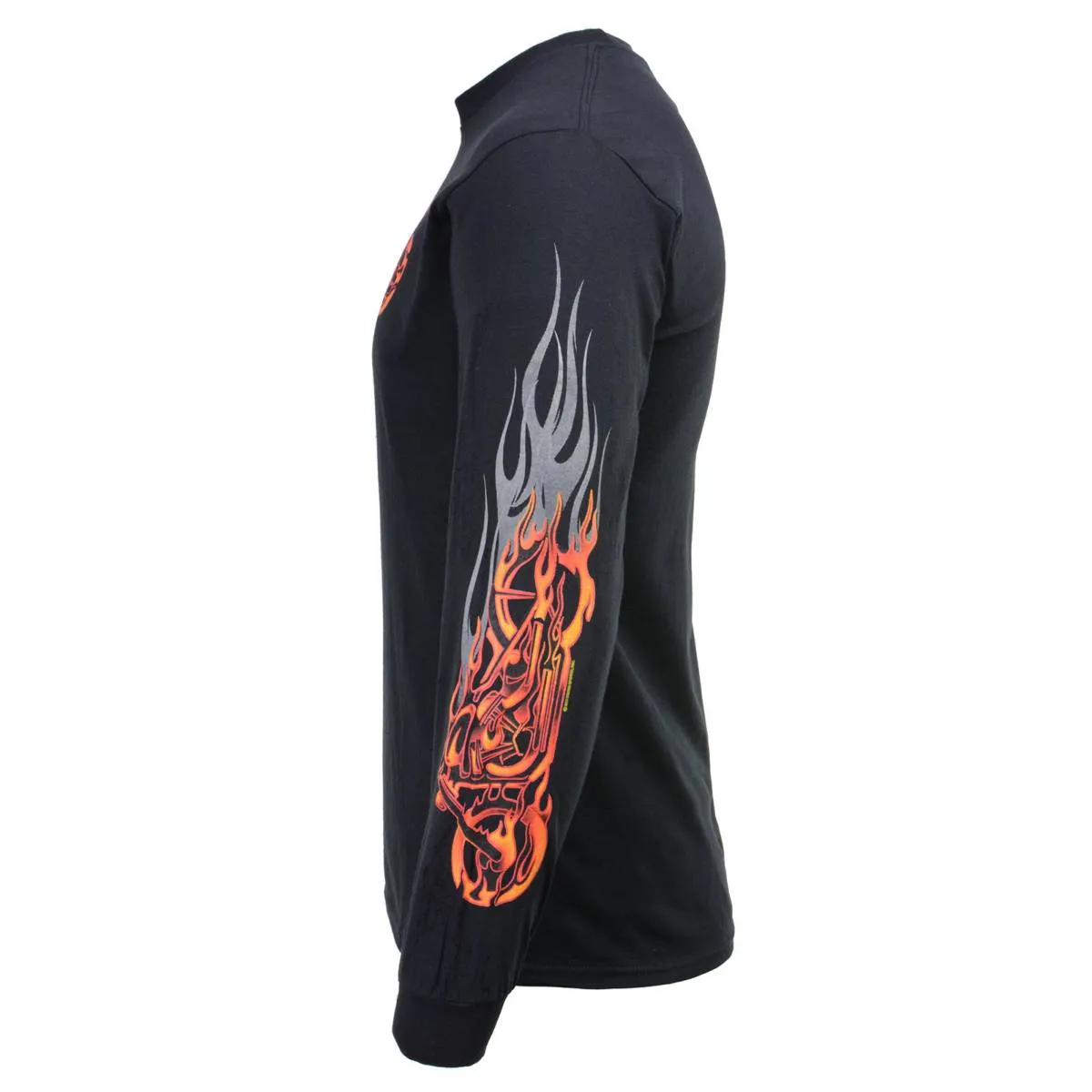 Milwaukee Leather MPMH117007 Men’s ‘Fire Bobber’ Long Sleeve Black T-Shirt