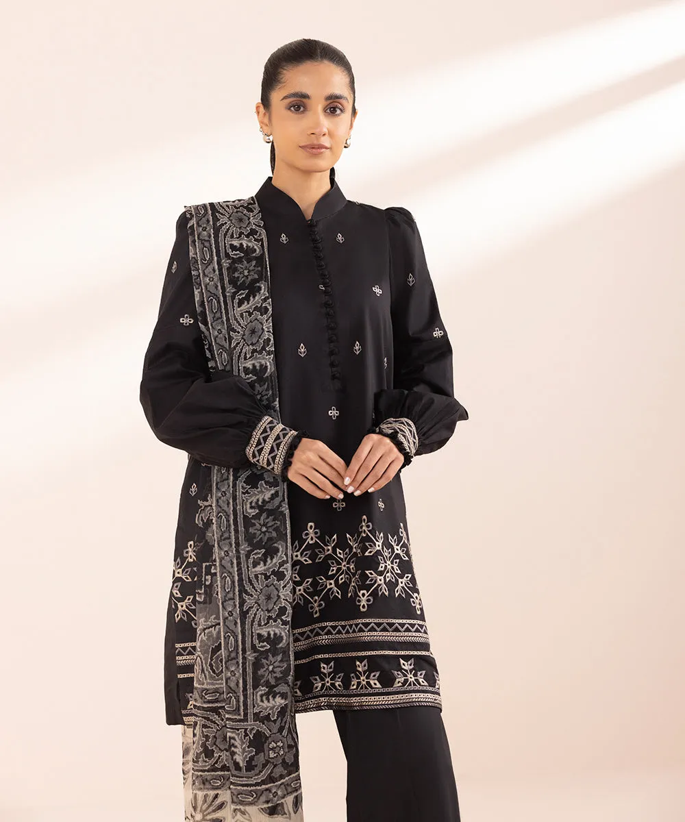 Monochrome '24-3 Piece - Embroidered Lawn Suit - 0U3Pebw24V44