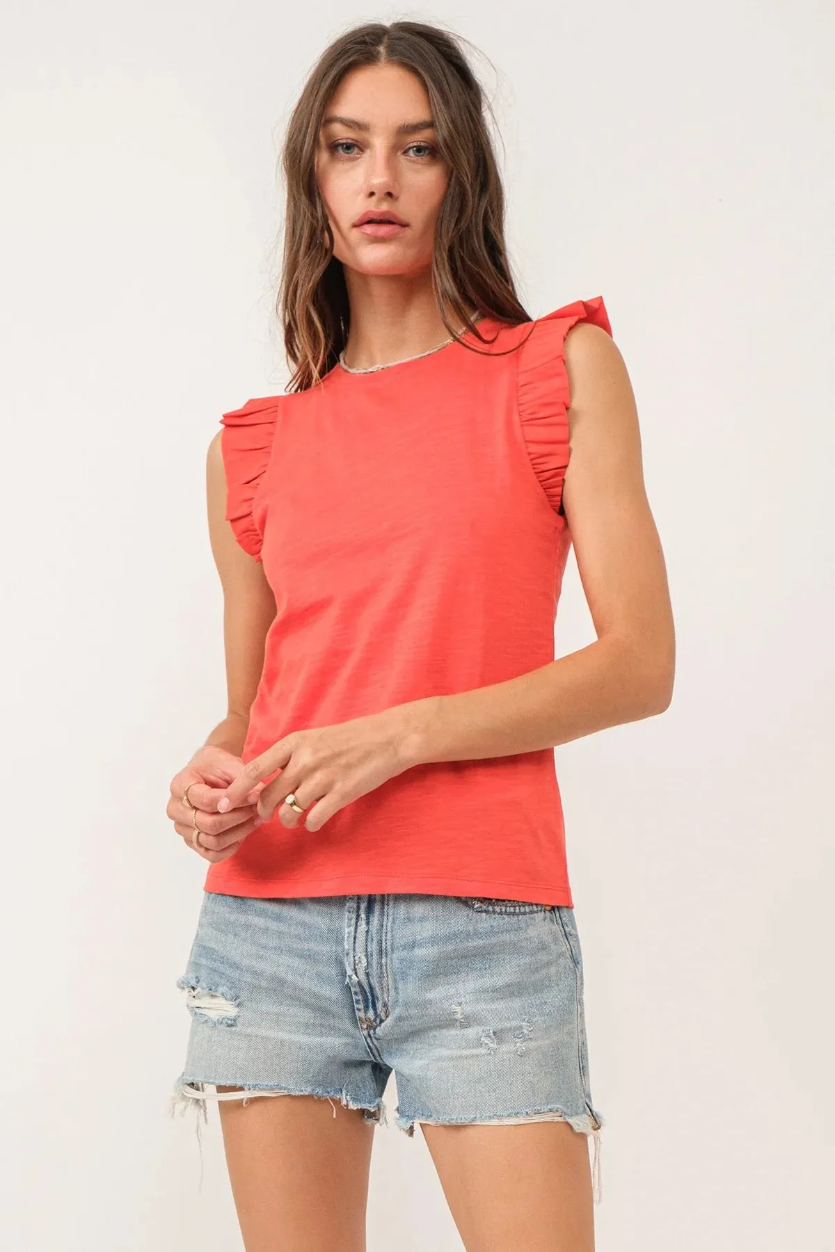 North Pimento Ruffle Top