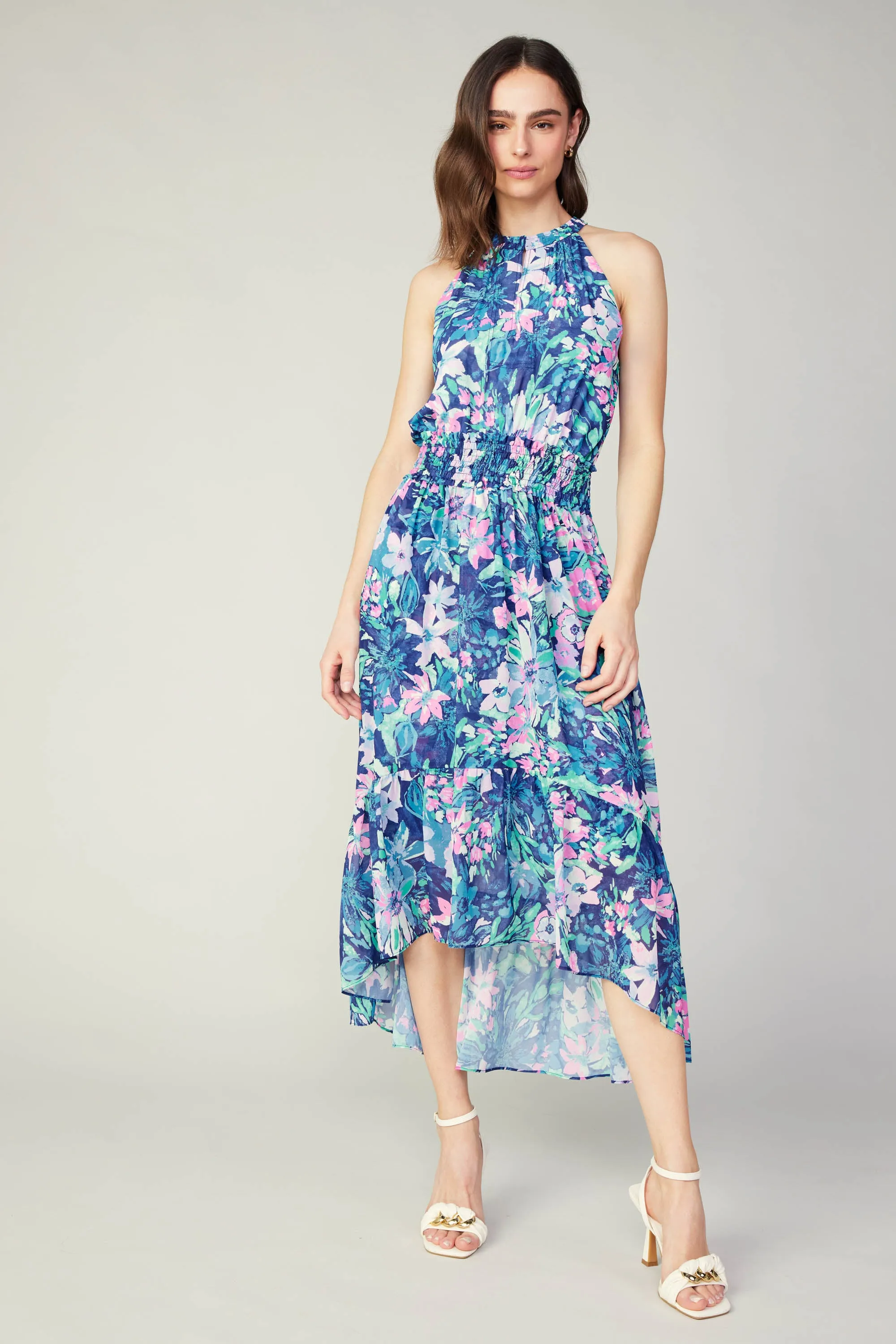 Painterly Floral Asymmetric Dress