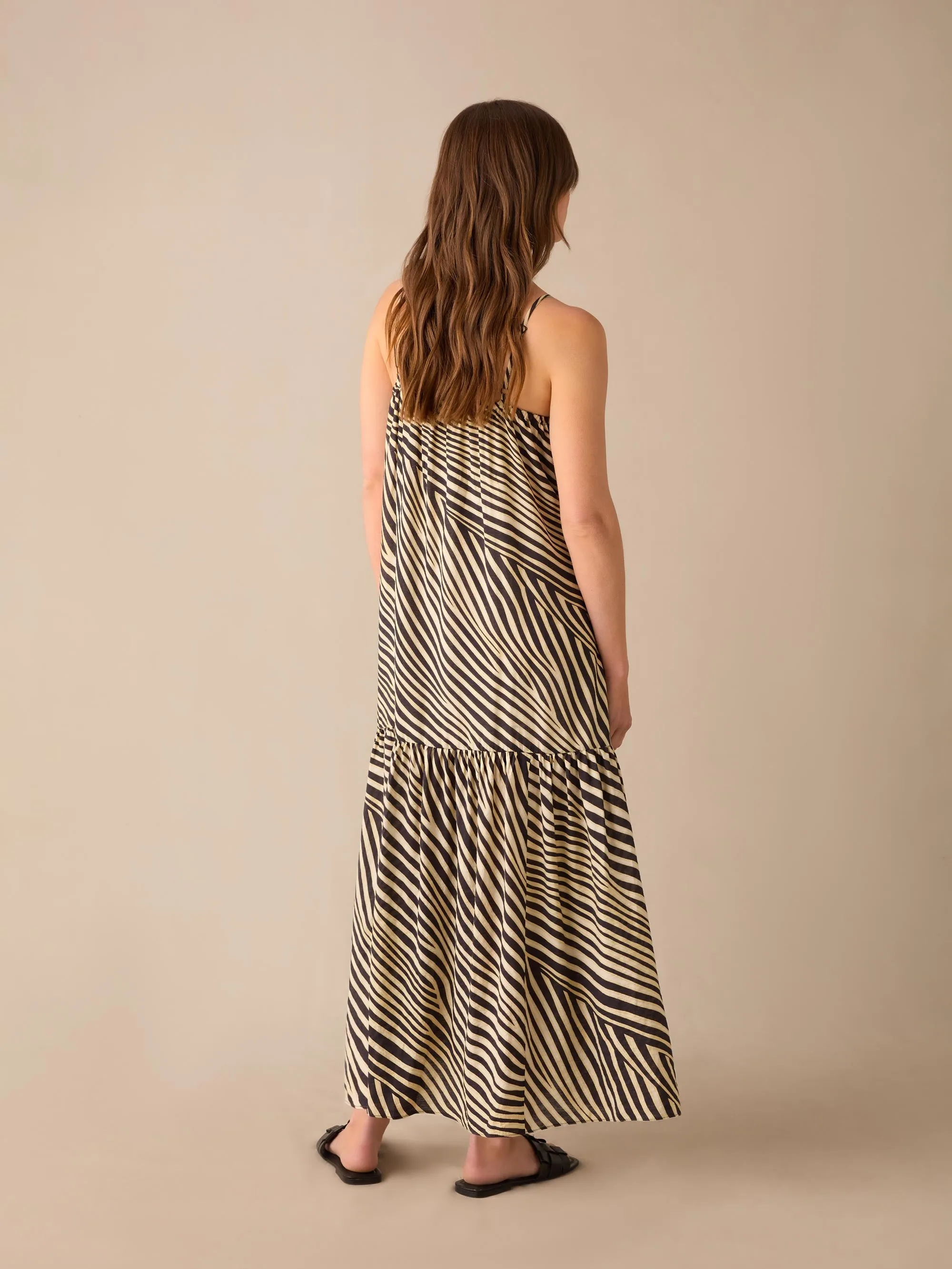 Petite Neutral Animal Print Tiered Maxi Dress