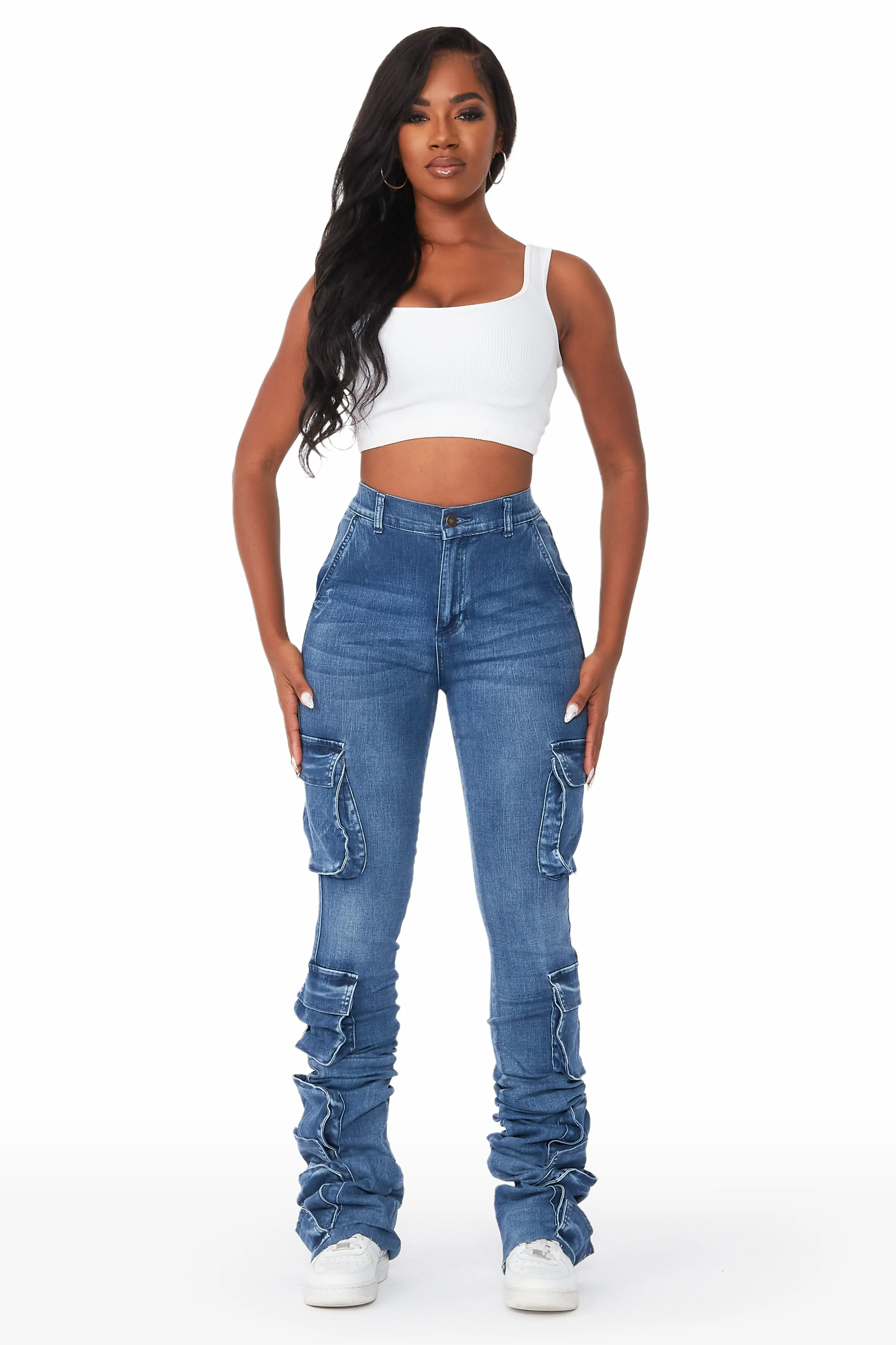 Phoebe Med. Wash Super Stacked Jean