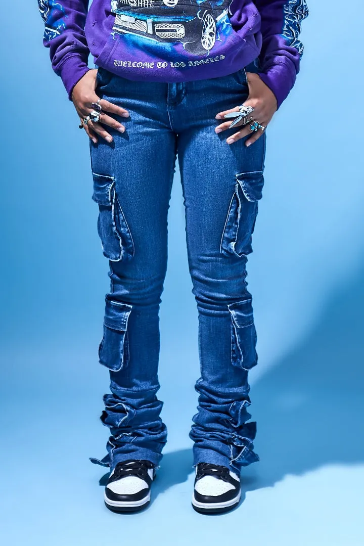 Phoebe Med. Wash Super Stacked Jean