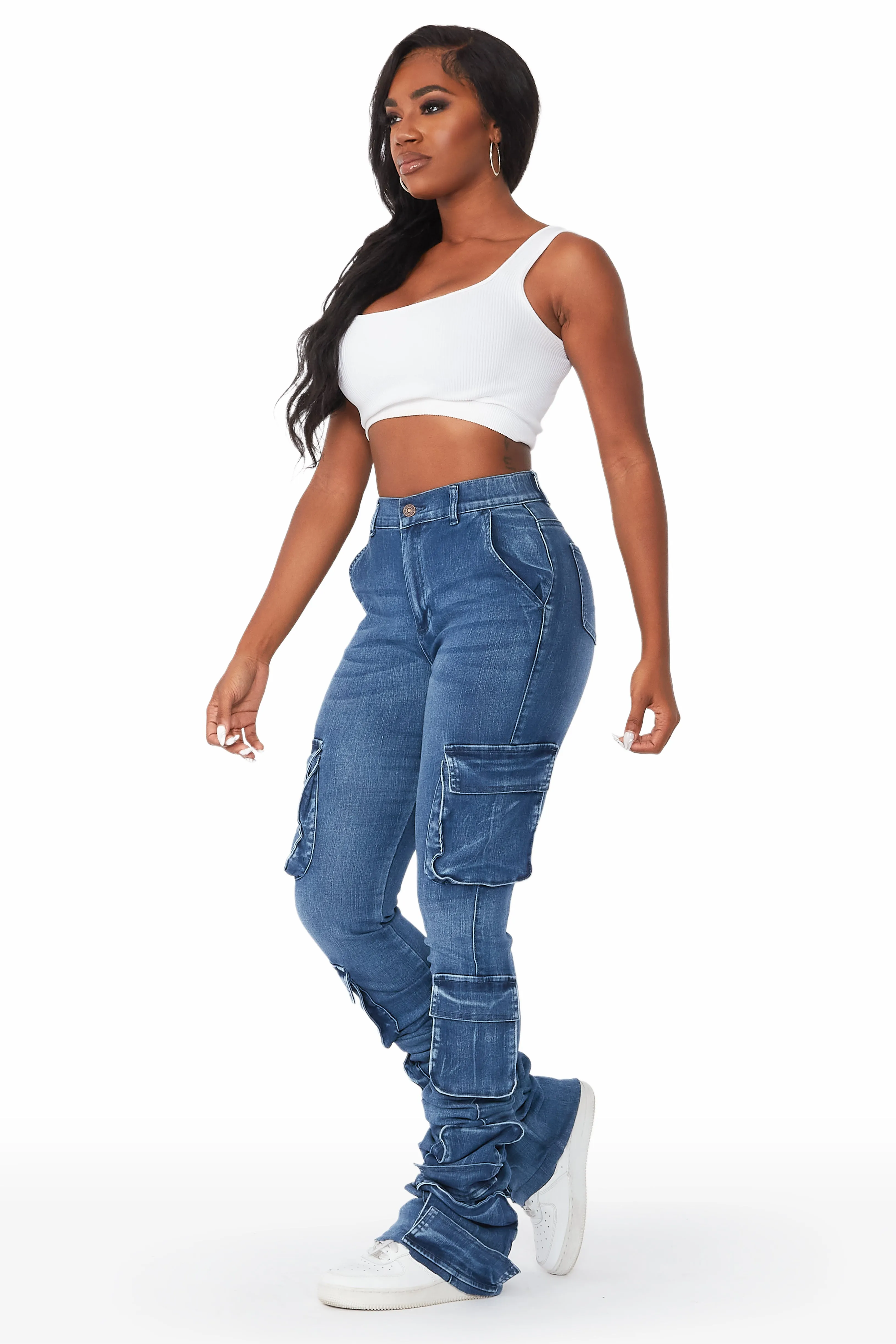 Phoebe Med. Wash Super Stacked Jean