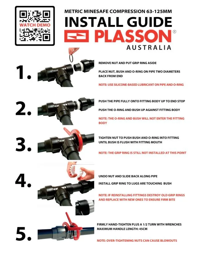 Plasson Metric Reducing Tees for Blueline Poly Pipe