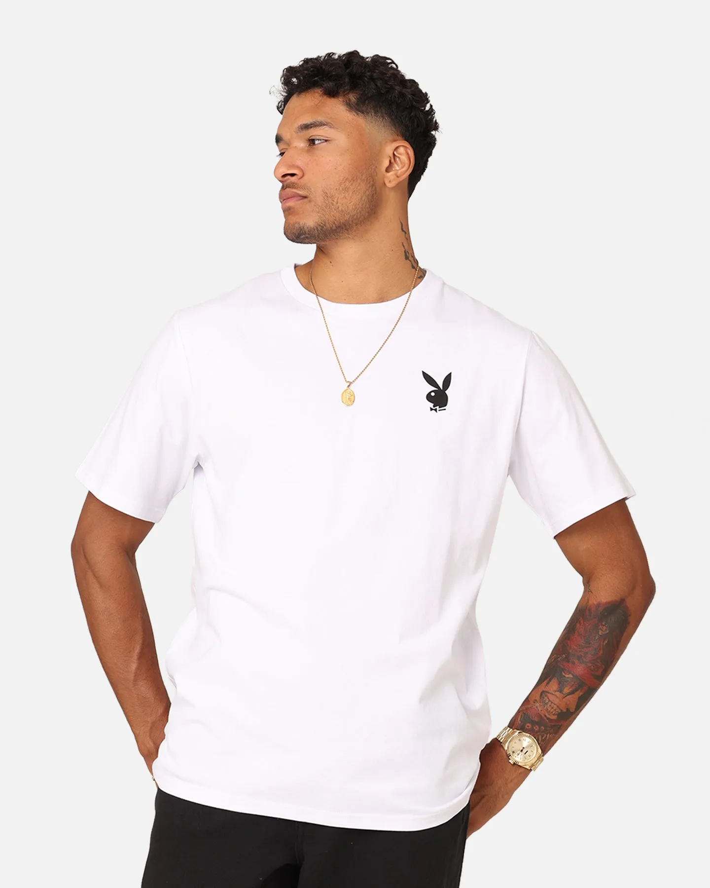 Playboy Playboy Logo Lockup T-Shirt White