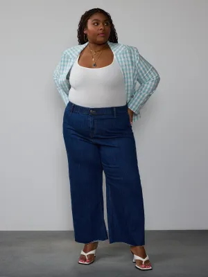 Plus High Rise Cropped Wide Leg Jeans