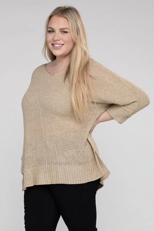 Plus Size Crew Neck Knit Sweater