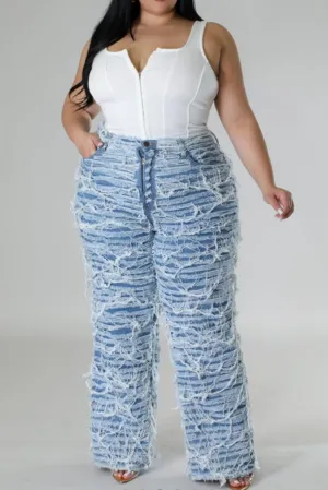 Plus Size Destroyed Denim Jeans