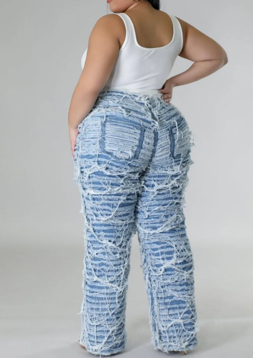 Plus Size Destroyed Denim Jeans