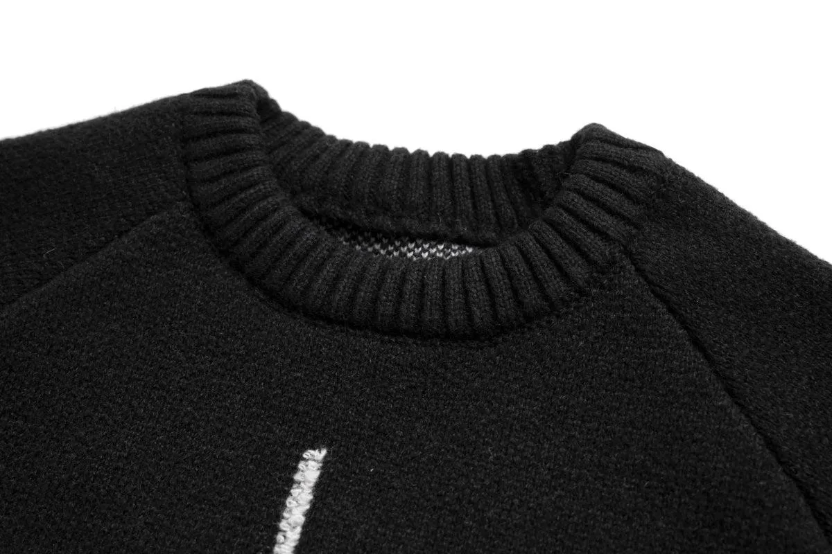 Pre Order:  Knitted O-Neck Spliced Loose Sweater