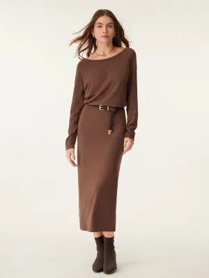 Relaxed Boatneck Midi Dress