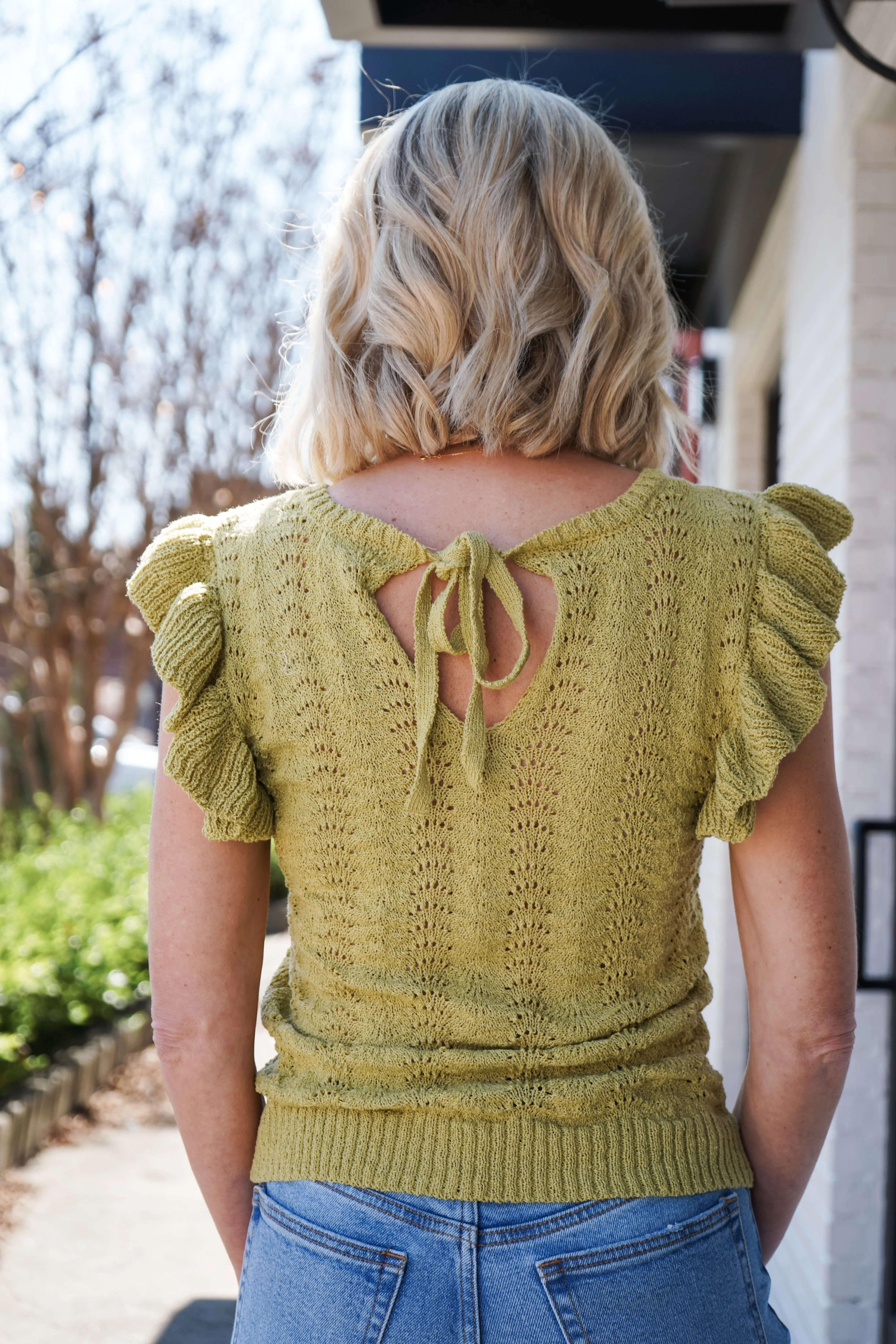 Ruffled Up Eyelet Knit Top