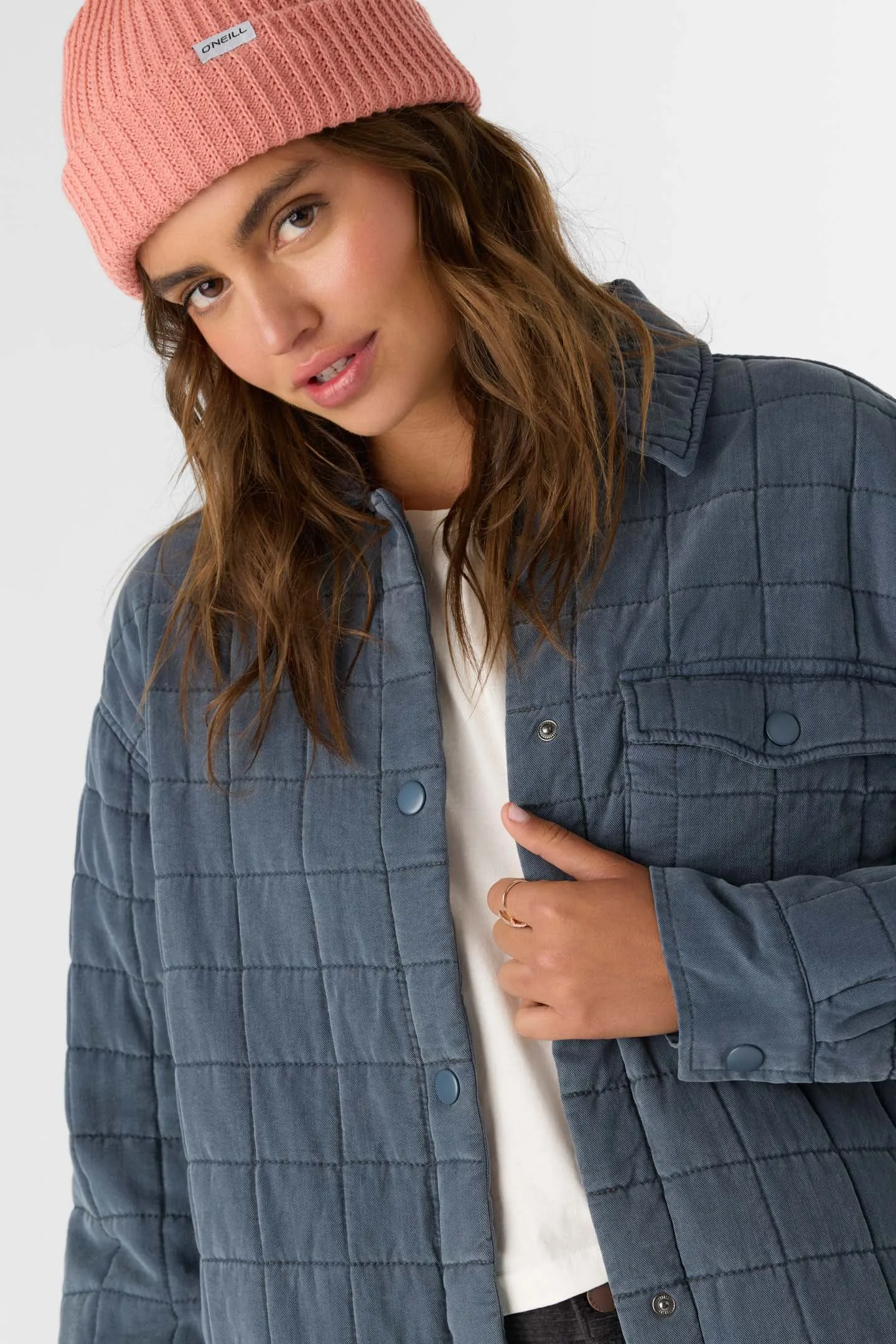 RYA QUILTED OVERSIZED FIT SNAP FRONT JACKET