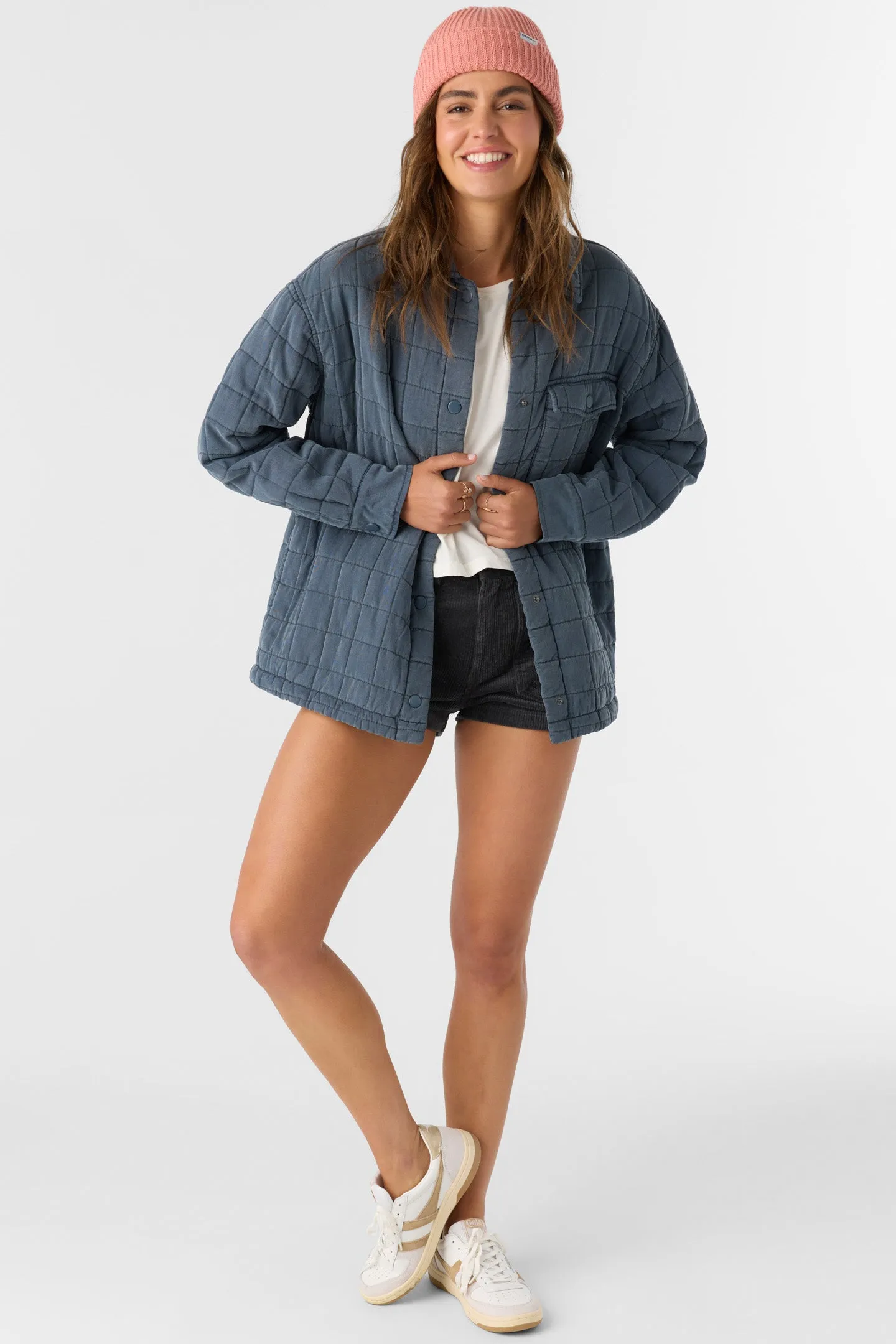 RYA QUILTED OVERSIZED FIT SNAP FRONT JACKET