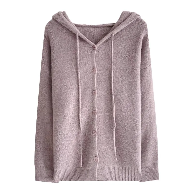 simple solid color long-sleeved knitted cardigan jacket      S4675