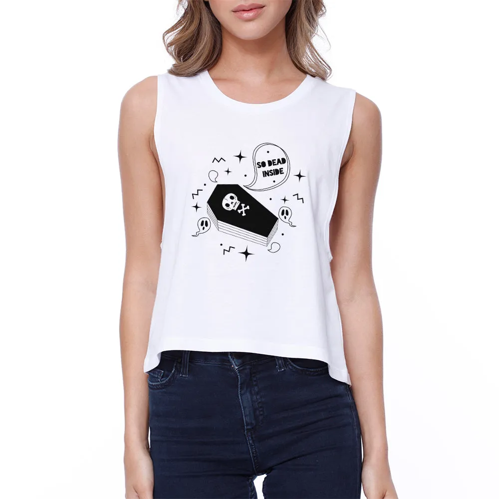 So Dead Inside Coffin Womens White Crop Top