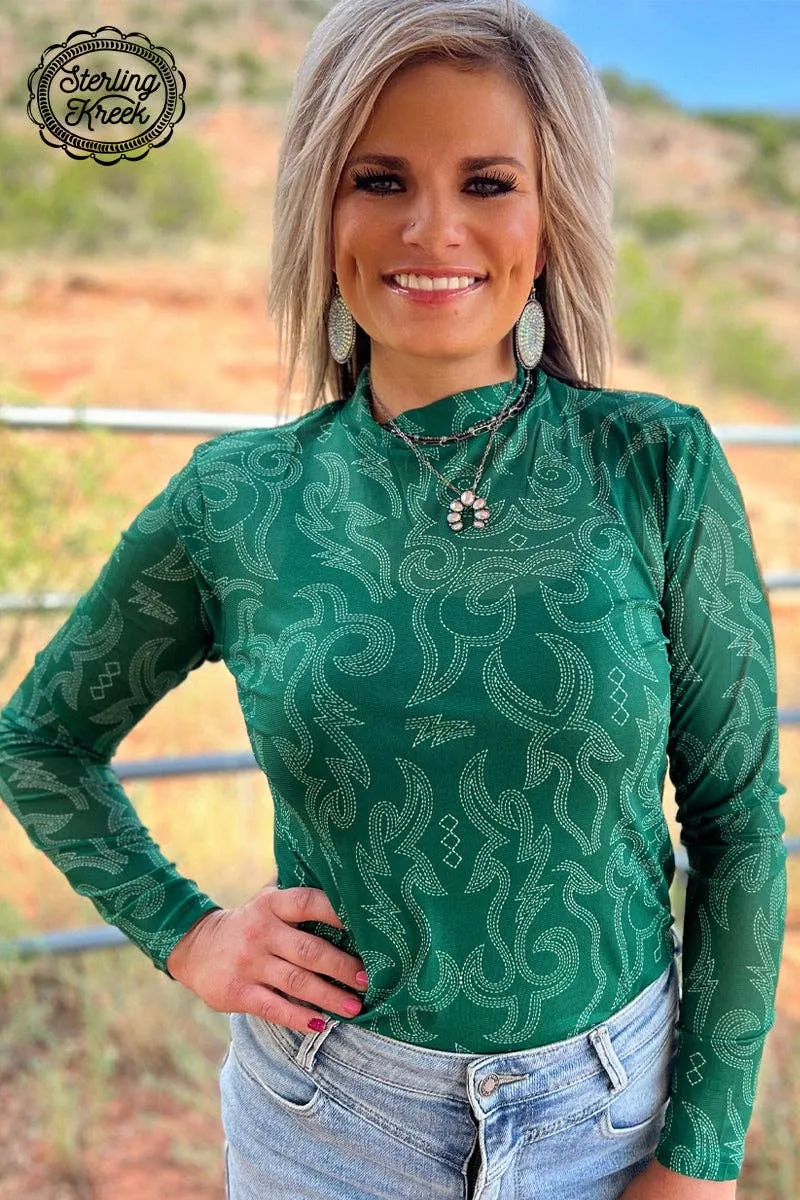 Sterling Creek Bonfire Nights Mesh Top Green