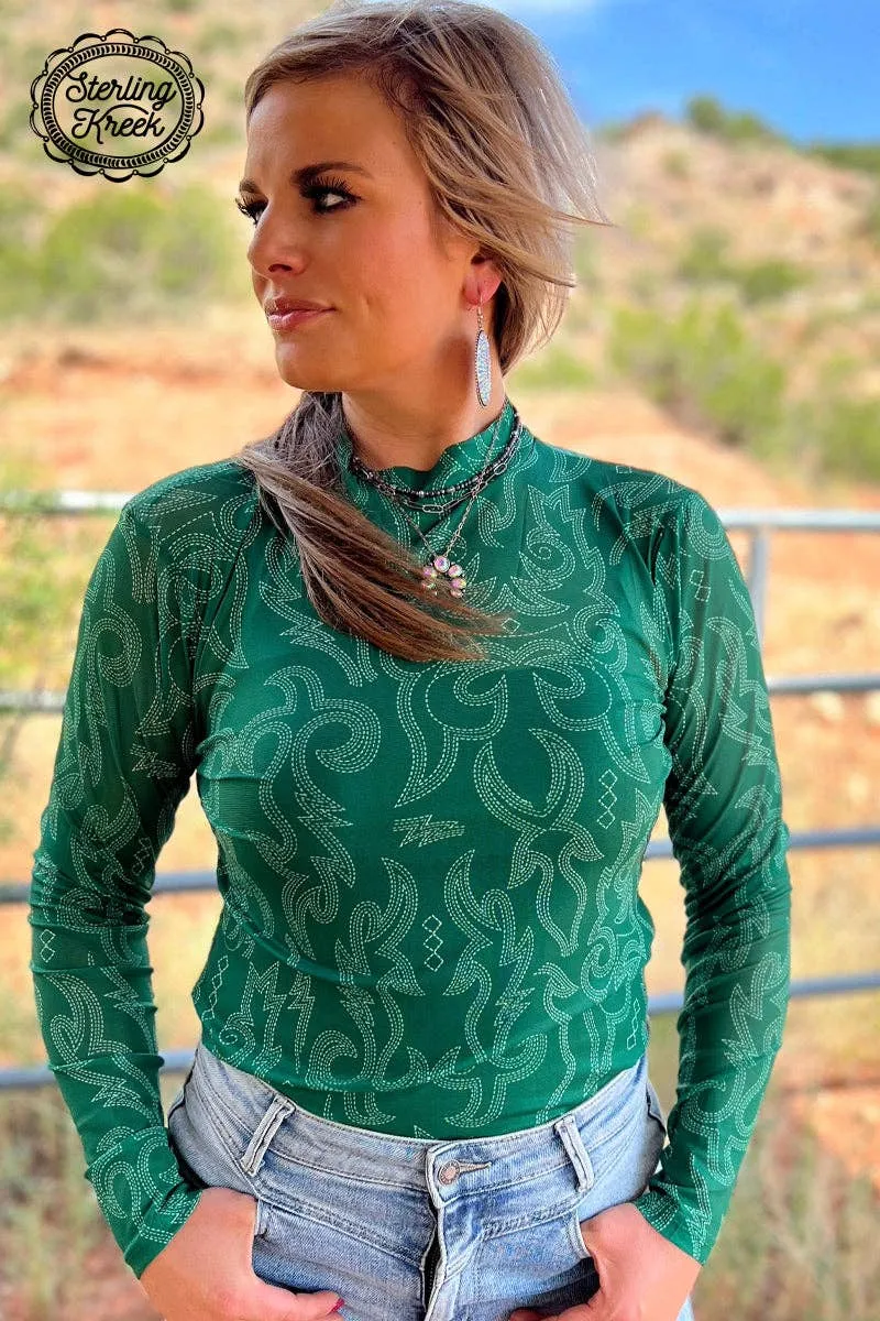 Sterling Creek Bonfire Nights Mesh Top Green