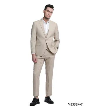 Tazio Skinny Fit Tan texture 3 pc Suit