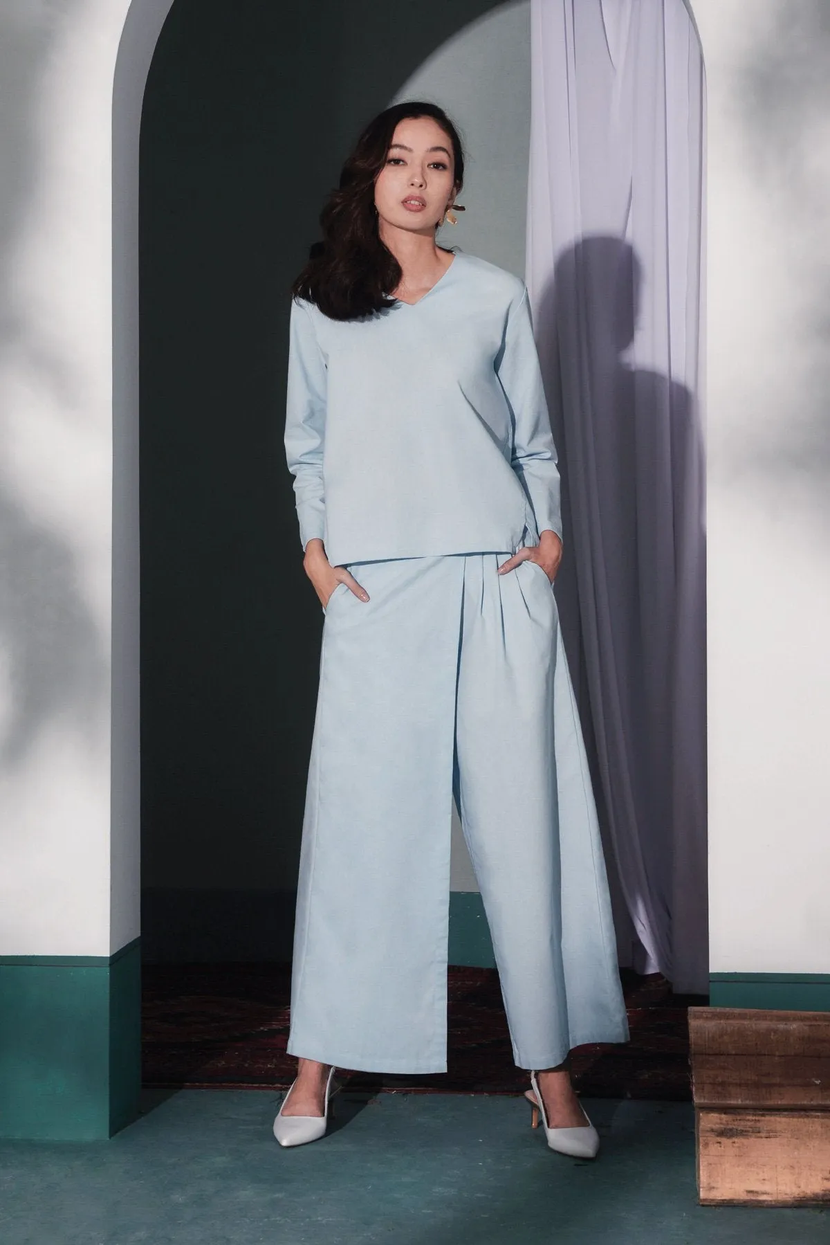 The Bayang Women Overlay Trousers - Light Blue