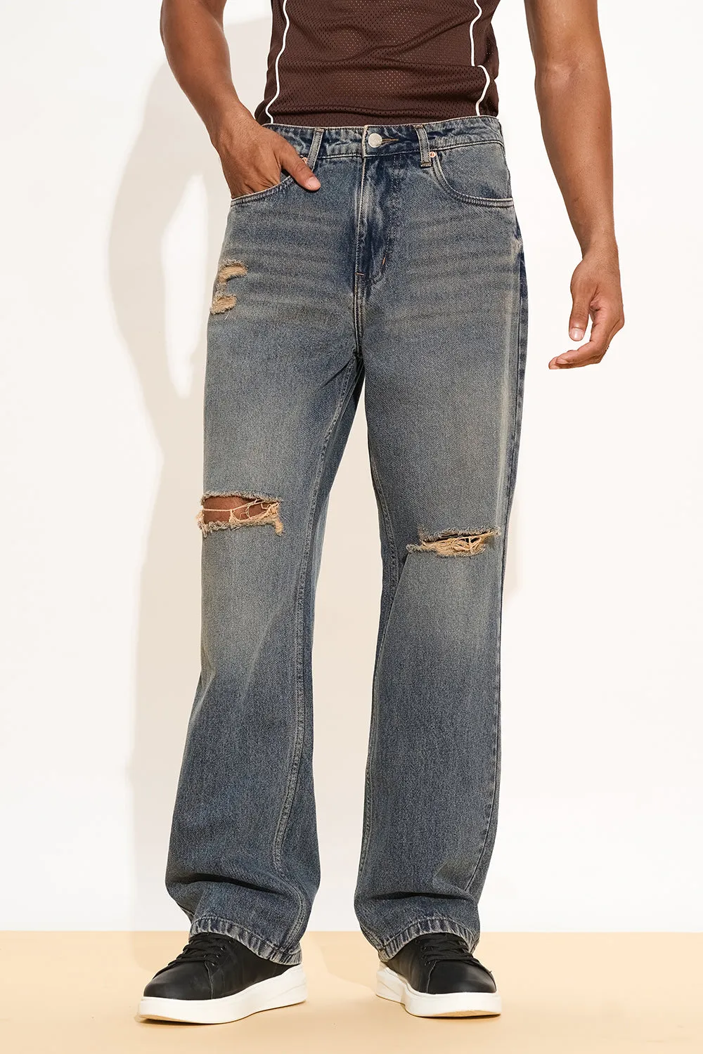 Tinted Mauve Men's Straight Fit Jeans