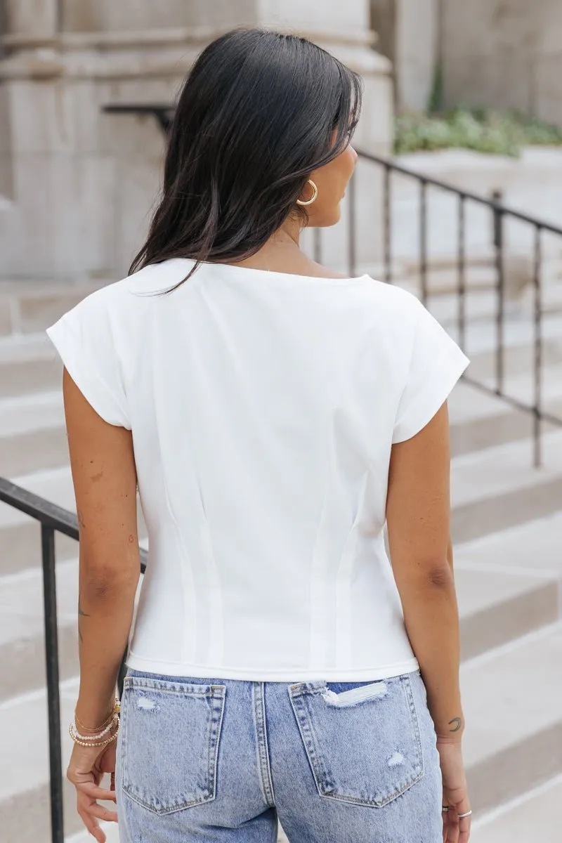 White Boat Neck Corset Top - FINAL SALE