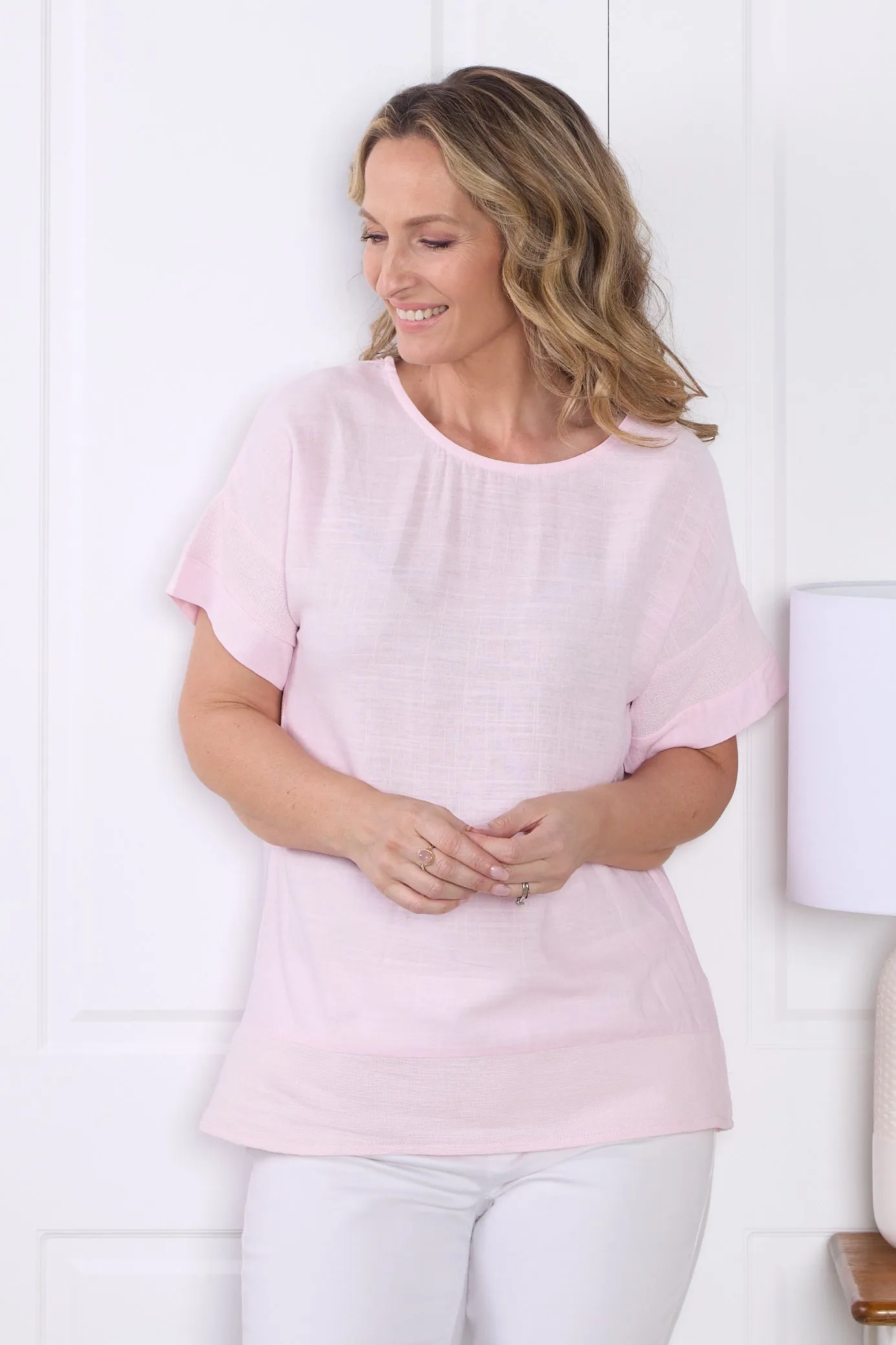 Zahns Linen Top - Light Pink