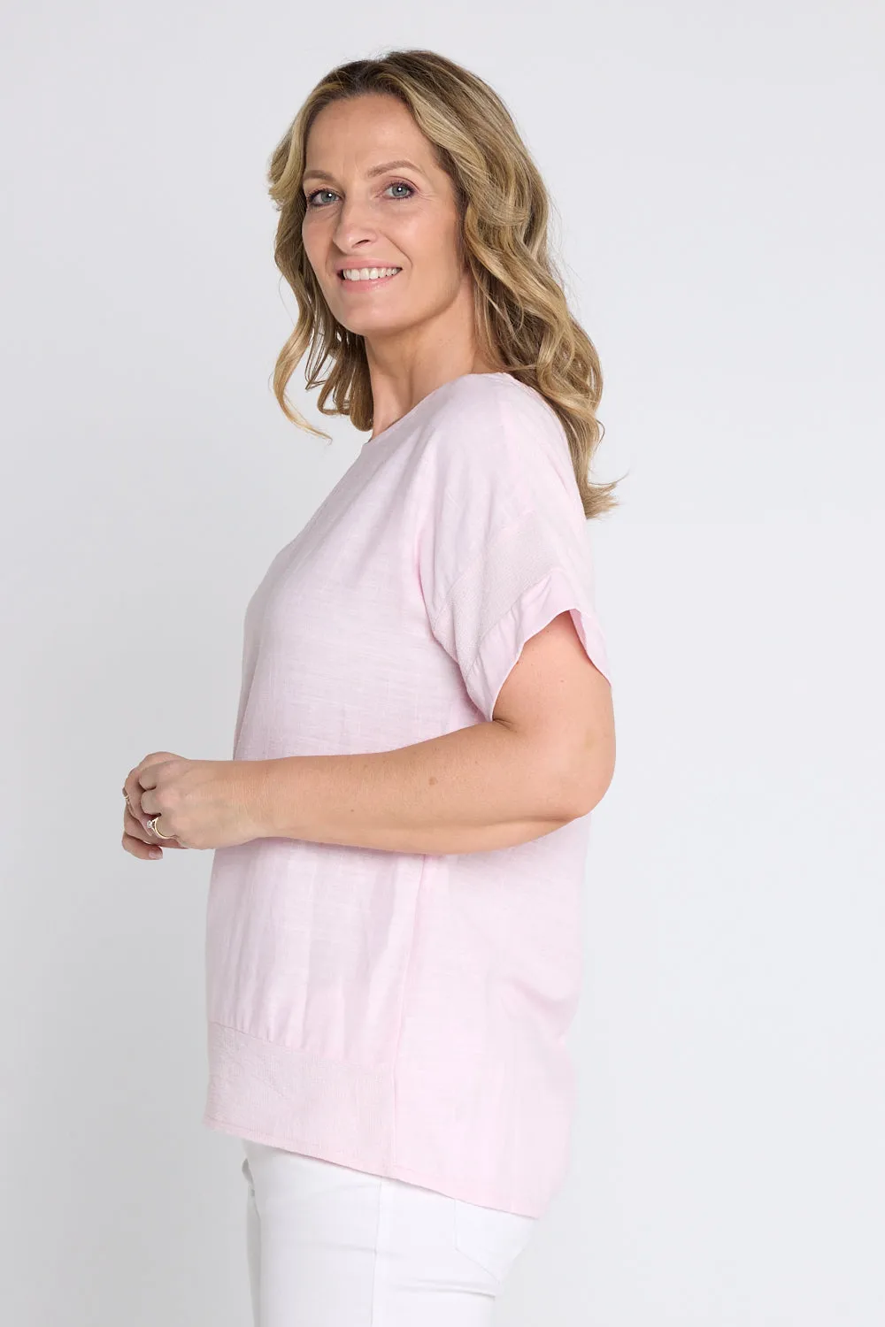 Zahns Linen Top - Light Pink