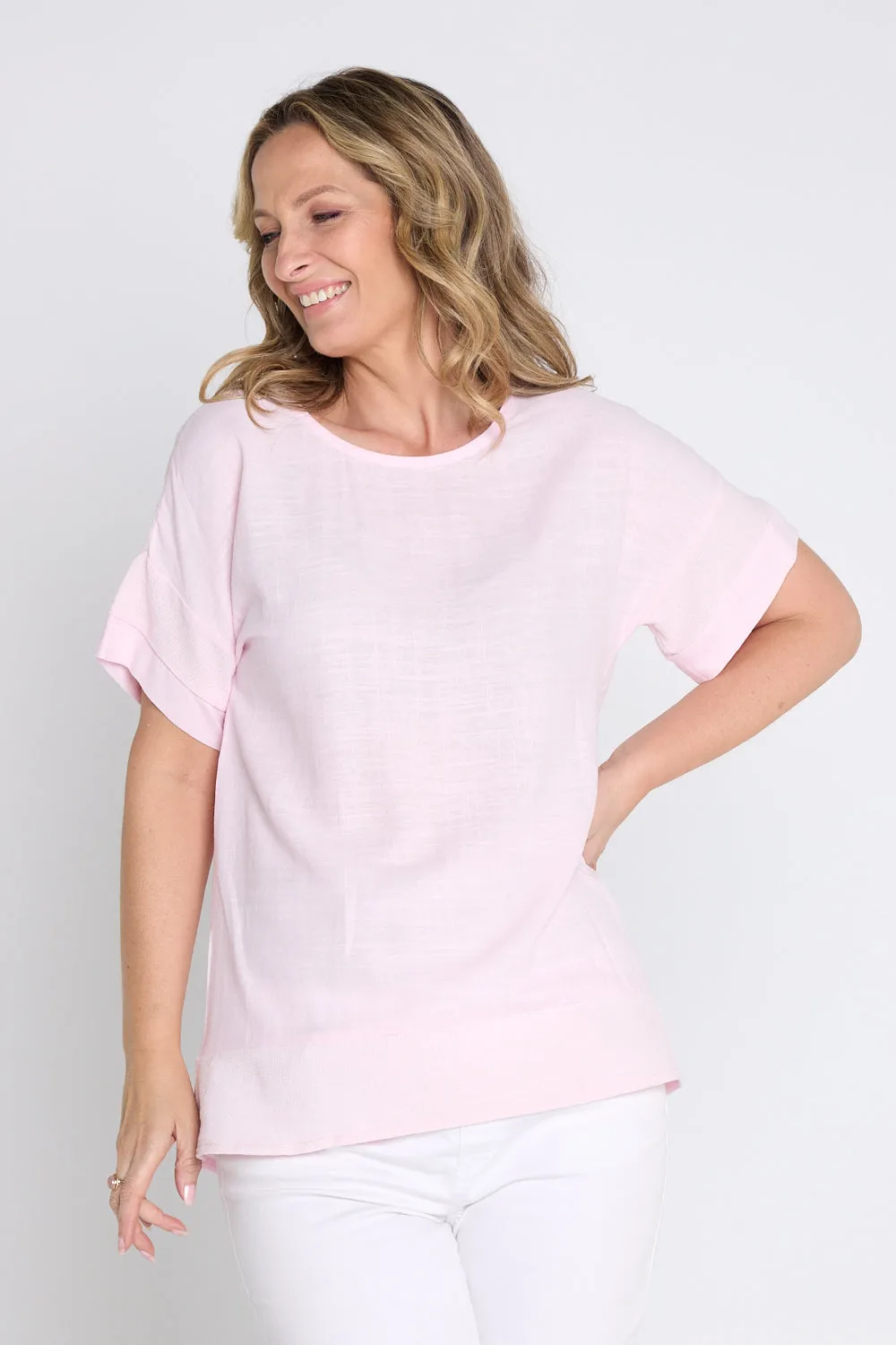 Zahns Linen Top - Light Pink