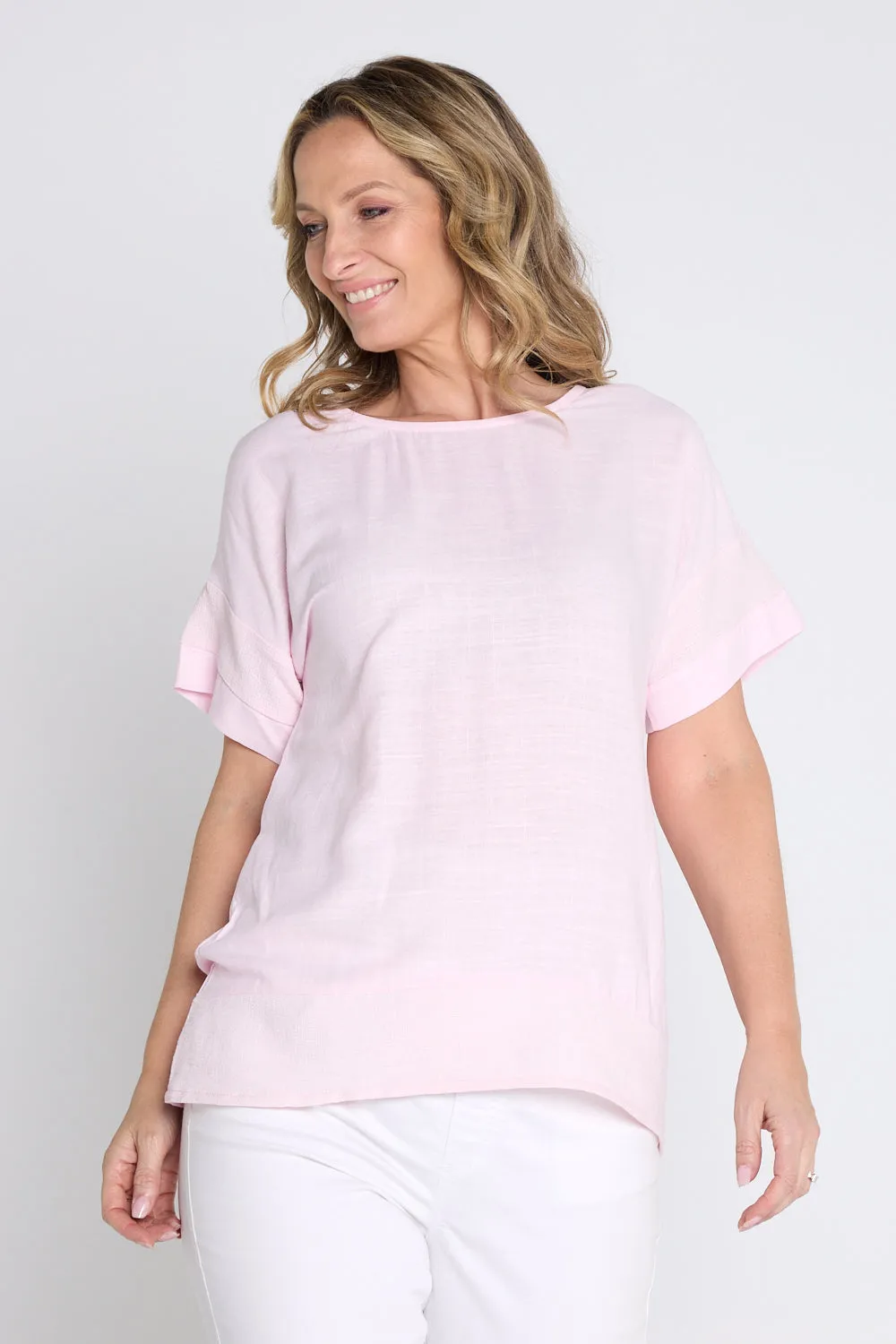 Zahns Linen Top - Light Pink